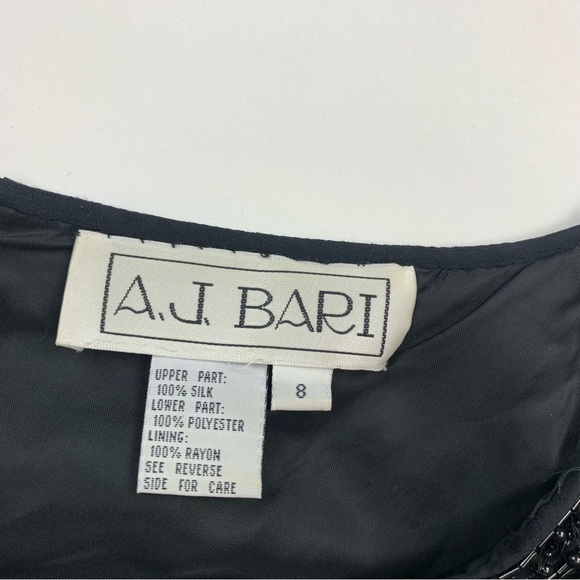 Vintage A.J. Bari Black Silk Beaded Bodysuit Top Sz 8 - Picture 4 of 9